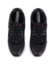 LIUJO MAXI WONDER 01 Leather and mesh sneakers black/crimson - Women’s shoes - 4