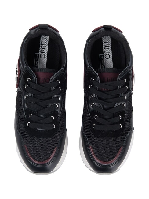 MAXI WONDER 01 Leather and mesh sneakers black/crimson - Women&rsquo;s shoes