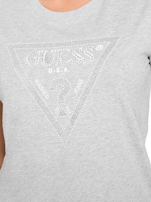 SS CN KRYSTAL TRIANGLE Short-sleeved T-shirt with studs and rhinestones light melange gray m - T-shirt