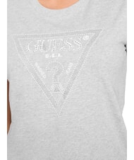 GUESS SS CN KRYSTAL TRIANGLE Short-sleeved T-shirt with studs and rhinestones light melange gray m - T-shirt - 3