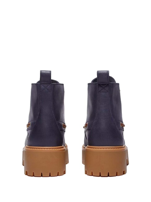 STONE STREET  Leather ankle boots with wedge dark blue full grain - Women’s shoes