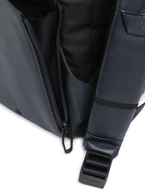 RUSSEL Leather backpack for 15.6" laptop blue - Laptop backpacks