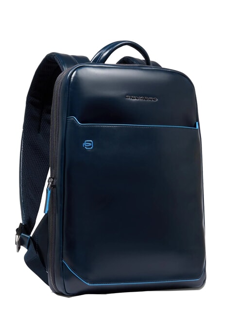 BLUE SQUARE 14" laptop backpack, in leather blue - Laptop backpacks