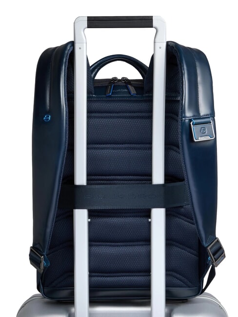 BLUE SQUARE 14" laptop backpack, in leather blue - Laptop backpacks