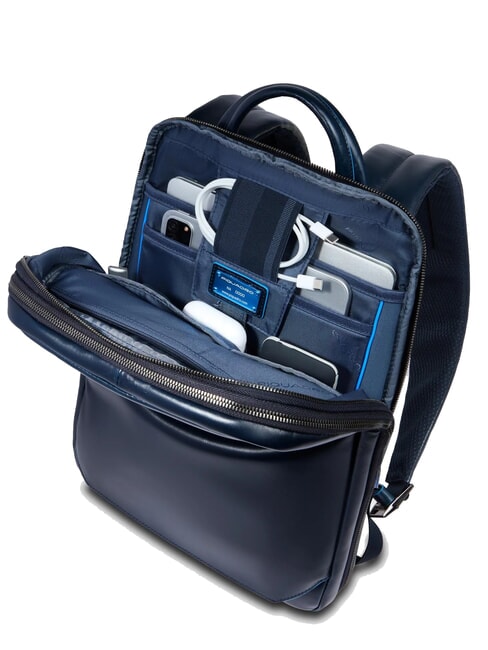 BLUE SQUARE 14" laptop backpack, in leather blue - Laptop backpacks