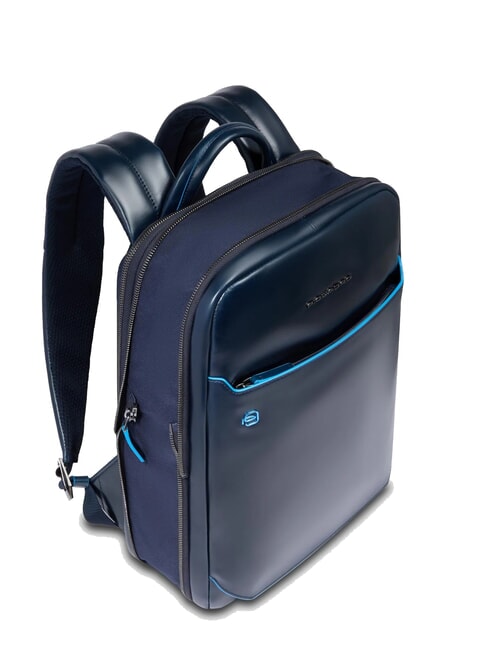 BLUE SQUARE 14" laptop backpack, in leather blue - Laptop backpacks