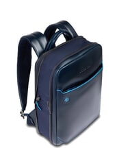 PIQUADRO BLUE SQUARE 14" laptop backpack, in leather blue - Laptop backpacks - 5