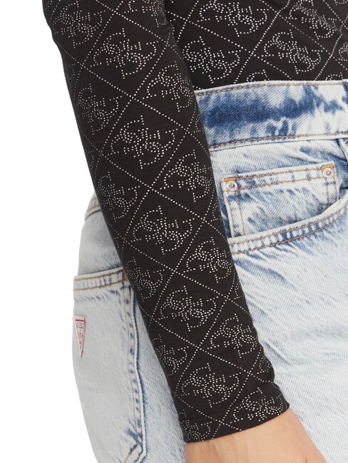 TEODORA Long-sleeved crew neck sweater with rhinestones jetbla - Women's Sweaters