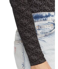 GUESS TEODORA Long-sleeved crew neck sweater with rhinestones jetbla - Women's Sweaters - 4