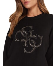 GUESS SILVIE LOGO Crew neck sweater with rhinestones jetbla - Women's Sweaters - 3