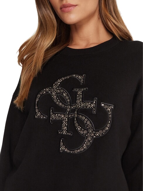 SILVIE LOGO Crew neck sweater with rhinestones jetbla - Women's Sweaters