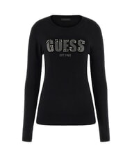 GUESS REYNA LOGO Crew neck sweater with applications jetbla - Women's Sweaters - 4