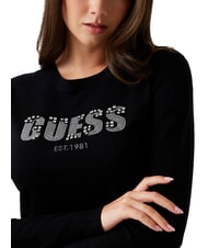GUESS REYNA LOGO Crew neck sweater with applications jetbla - Women's Sweaters - 3
