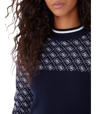 GUESS MOCK NECK AUBREY 4G Slim fit sweater 4g blue and cream - Women's Sweaters - 3