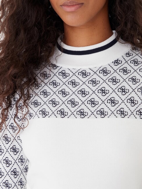 MOCK NECK AUBREY 4G Slim fit sweater 4g cream and blue - Women's Sweaters