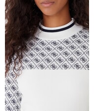 GUESS MOCK NECK AUBREY 4G Slim fit sweater 4g cream and blue - Women's Sweaters - 3