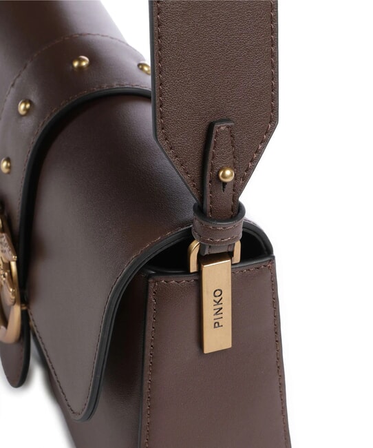 LOVE ONE SLOUCHY Mini leather shoulder bag brown chestnut-antique gold - Women’s Bags