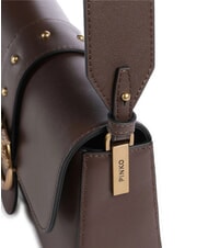 PINKO LOVE ONE SLOUCHY Mini leather shoulder bag brown chestnut-antique gold - Women’s Bags - 3
