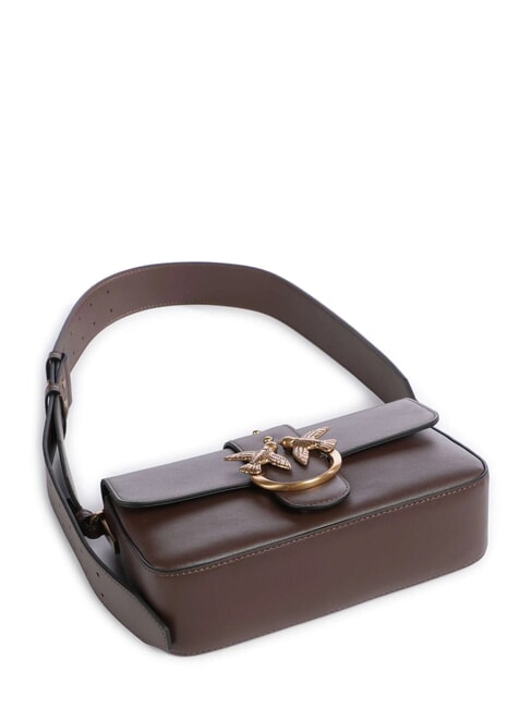 LOVE ONE SLOUCHY Mini leather shoulder bag brown chestnut-antique gold - Women’s Bags