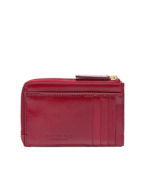 STORY DONNA Flat leather card holder with zip currant / gold - Women’s Wallets