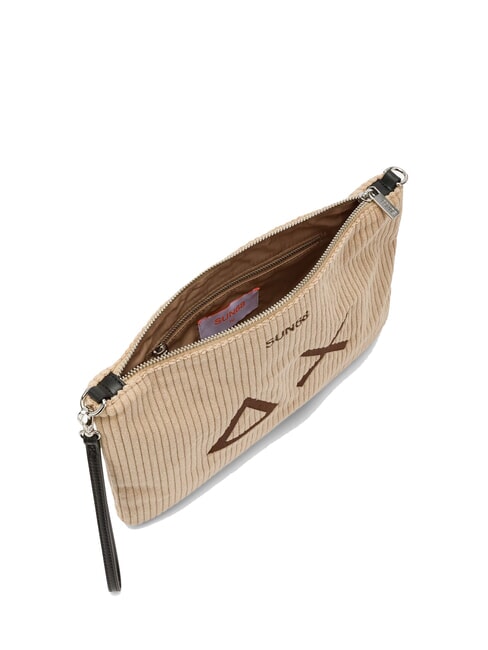 CORDUROY Clutch bag with wristlet and shoulder strap beige - Women&rsquo;s Bags