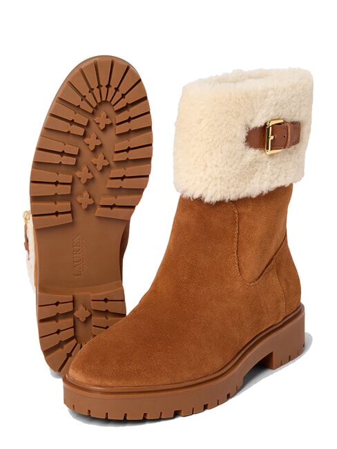ALLYSON Sheepskin and suede ankle boots lauren tan2 - Women’s shoes