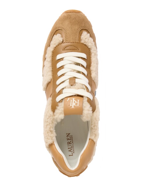 DANI Leather sneakers with sheepskin inserts natural/camel/buff - Women’s shoes