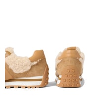 RALPH LAUREN DANI Leather sneakers with sheepskin inserts natural/camel/buff - Women’s shoes - 4