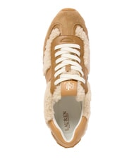 RALPH LAUREN DANI Leather sneakers with sheepskin inserts natural/camel/buff - Women’s shoes - 3