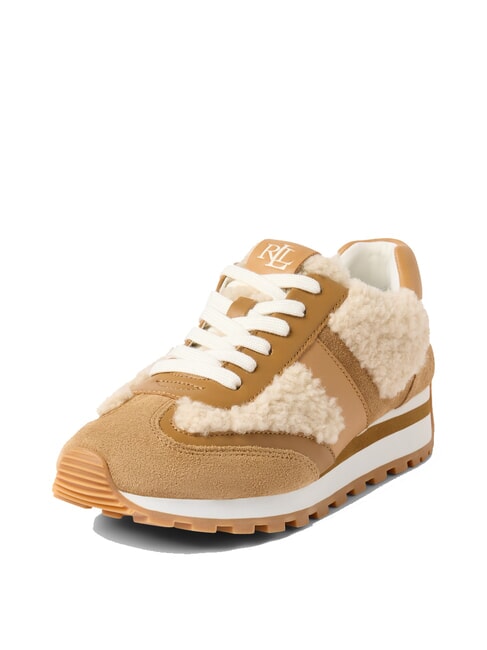 DANI Leather sneakers with sheepskin inserts natural/camel/buff - Women’s shoes