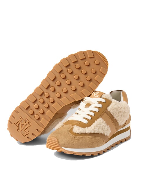 DANI Leather sneakers with sheepskin inserts natural/camel/buff - Women’s shoes