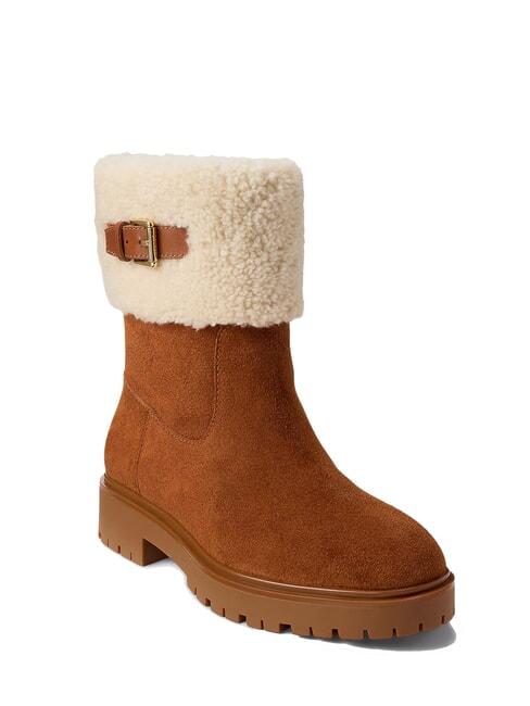 ALLYSON Sheepskin and suede ankle boots lauren tan2 - Women’s shoes