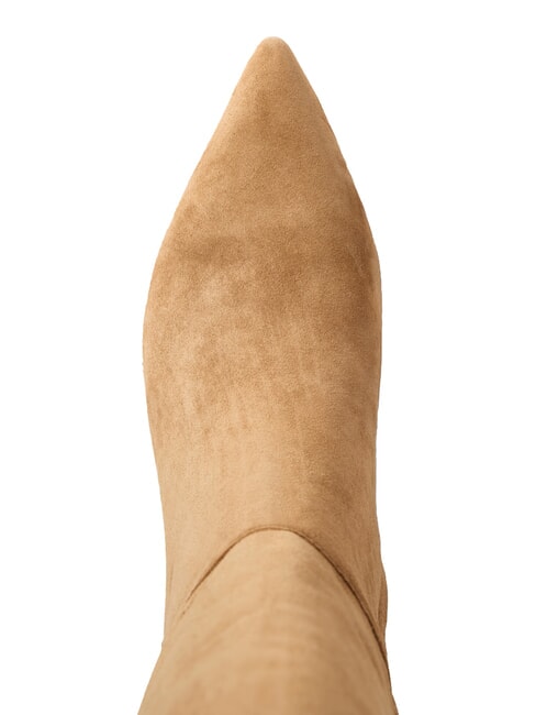 MCKAY High suede leather boots with low heel camel - Women’s shoes