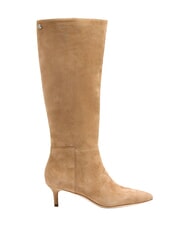 RALPH LAUREN MCKAY High suede leather boots with low heel camel - Women’s shoes - 2