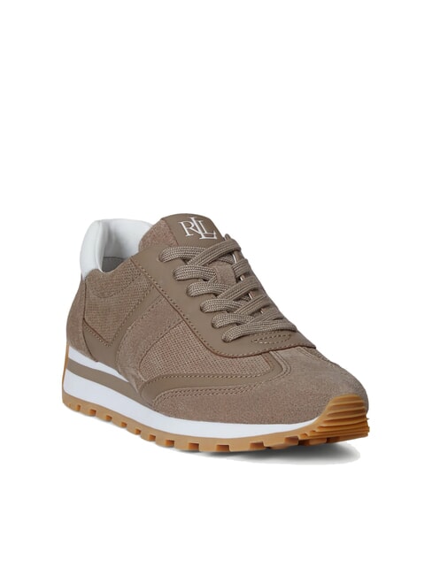 DANI Micro-perforated sneakers in suede leather taupe brown/taupe brown/white - Women&rsquo;s shoes