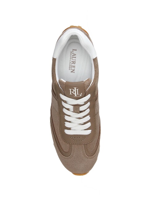 DANI Micro-perforated sneakers in suede leather taupe brown/taupe brown/white - Women&rsquo;s shoes