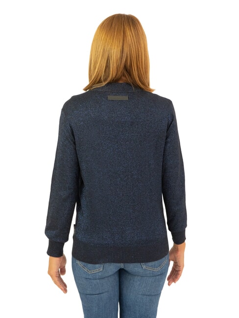PEACEFUL Lurex cardigan with buttons navy blue - Women's Sweaters