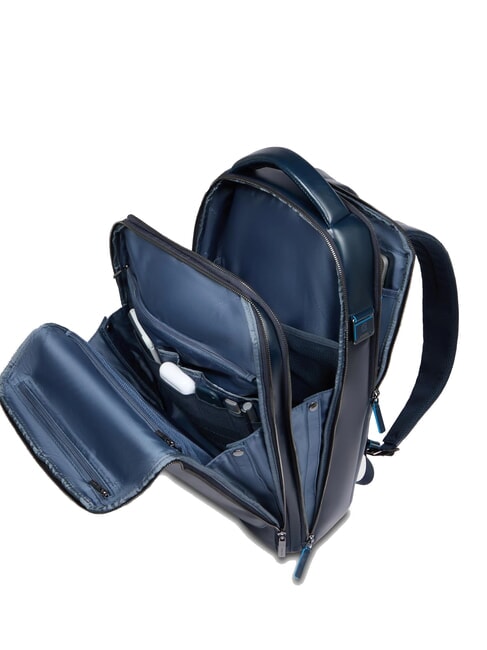 BLUE SQUARE Fast-check leather backpack for 15.6" laptop blue - Laptop backpacks