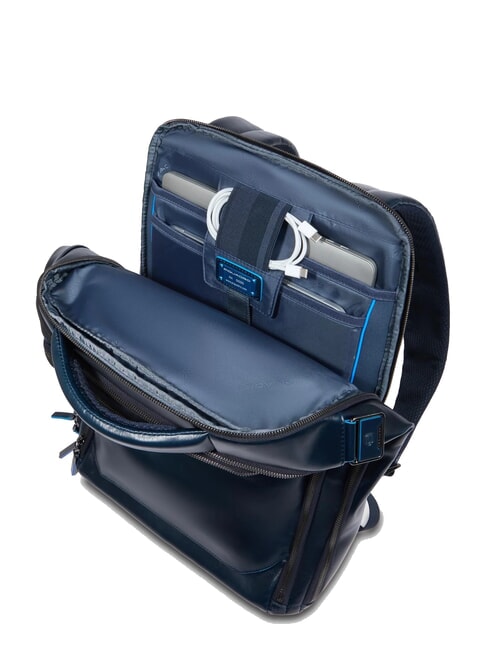 BLUE SQUARE Fast-check leather backpack for 15.6" laptop blue - Laptop backpacks