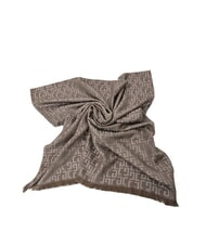 GAUDÌ ESTELLE Lurex yarn scarf with all-over logo taupe - Scarves - 2