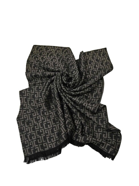 ESTELLE Lurex yarn scarf with all-over logo BLACK - Scarves