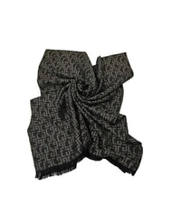 GAUDÌ ESTELLE Lurex yarn scarf with all-over logo BLACK - Scarves - 2