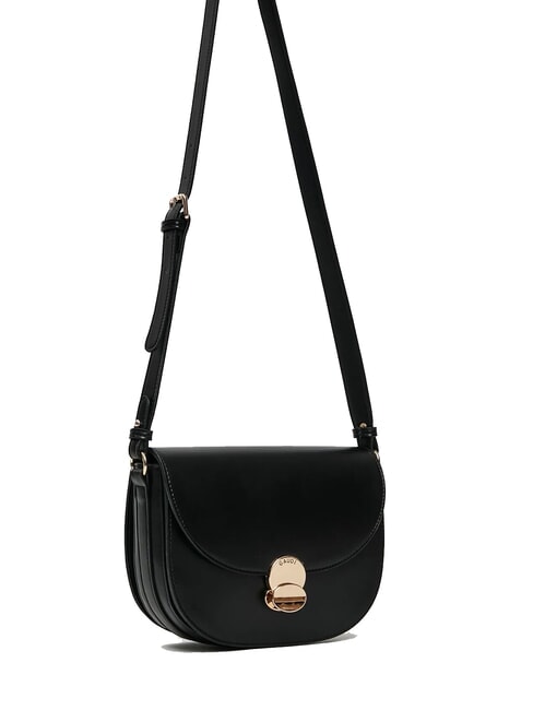 EVELYN Medium shoulder bag with flap BLACK - Women’s Bags