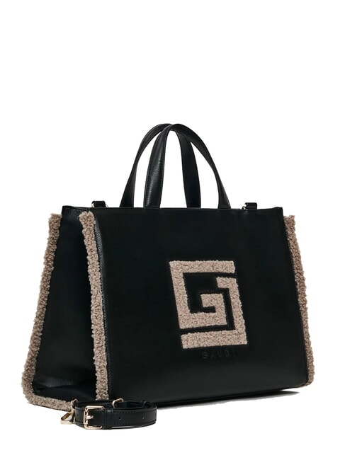 EMILY FUR Handbag with shoulder strap black/taupe - Women’s Bags