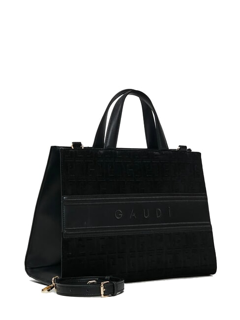 ADA VELUR L Handbag with velvet inserts BLACK - Women’s Bags