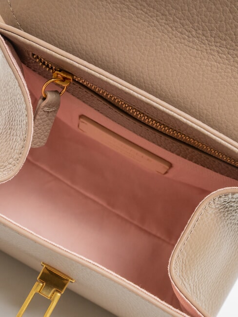 MARVIN Mini leather handbag with shoulder strap warm taupe - Women’s Bags