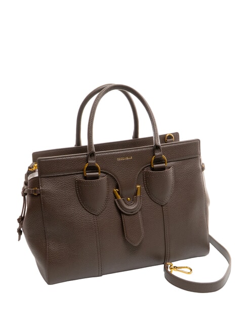YORK Leather handbag with buckle brown fondant - Women&rsquo;s Bags