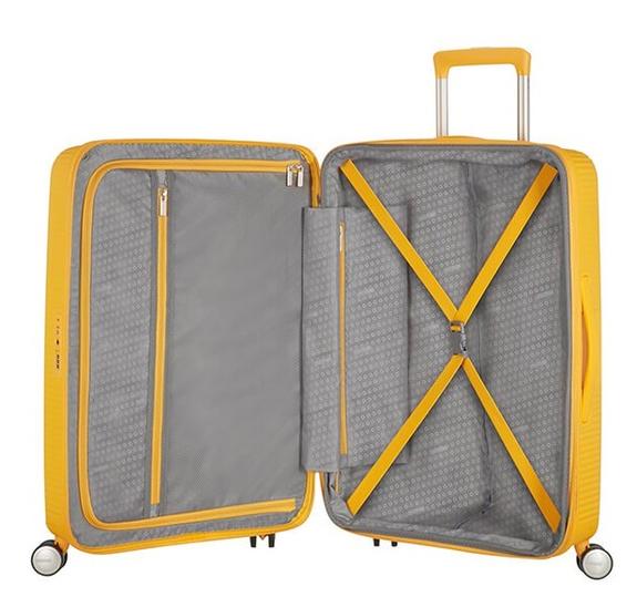 SOUNDBOX SPINNER Medium trolley, expandable goldenyellow - Rigid Trolley Cases