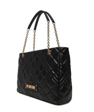 LOVE MOSCHINO QUILTED Shopping bag with chain handles Black - Women’s Bags - 2