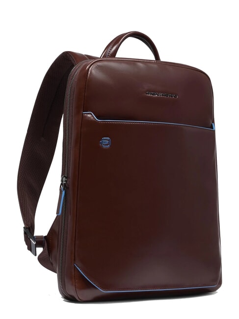 BLUE SQUARE 14" laptop backpack, in leather MAHOGANY - Laptop backpacks